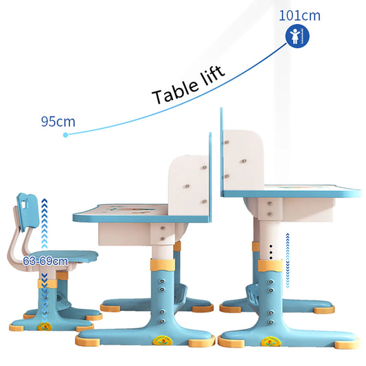 Multi Separation Adjustable Height Study Table with Drawer Chair Set