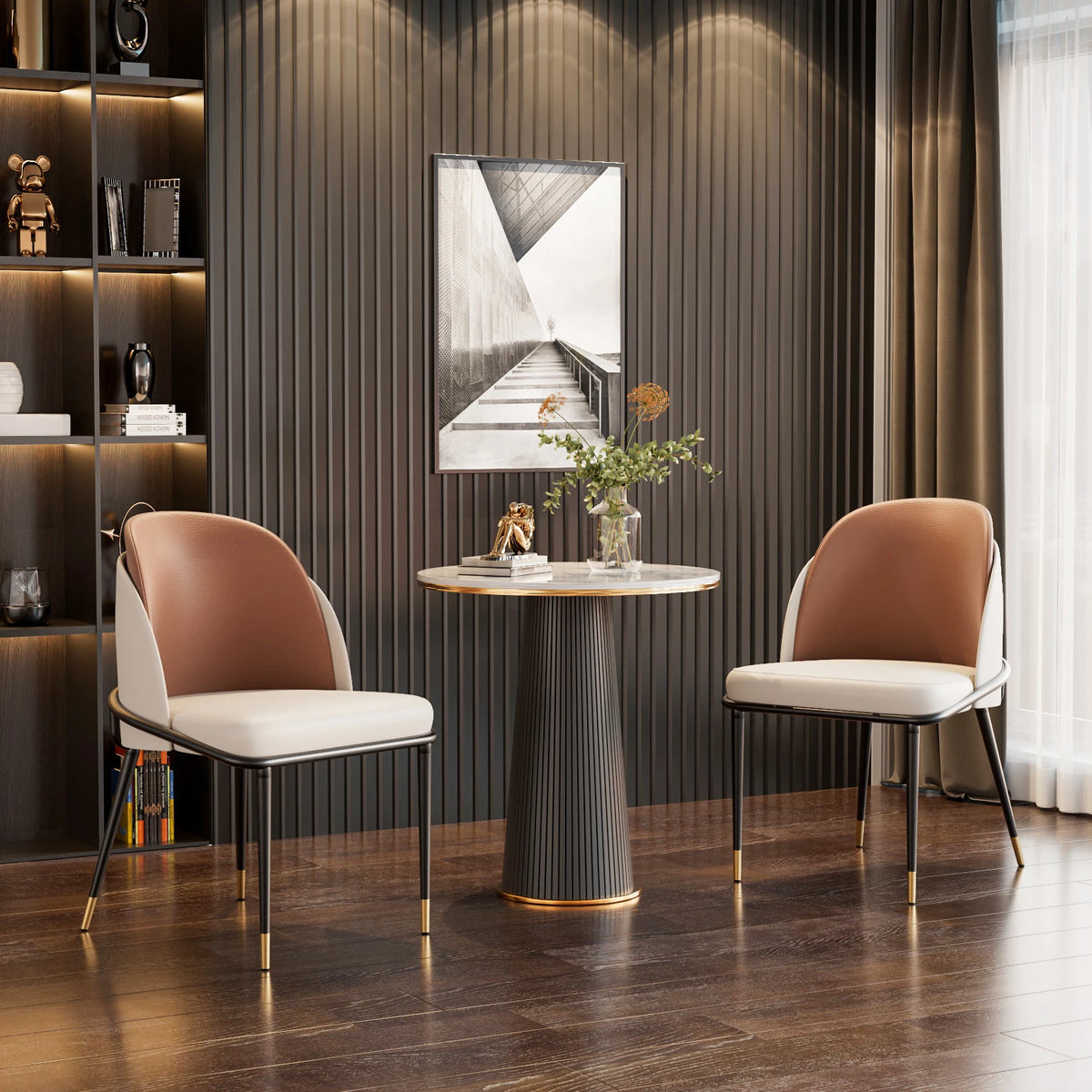 Upholstered Padded Modern Faux Leather Dining Chairs
