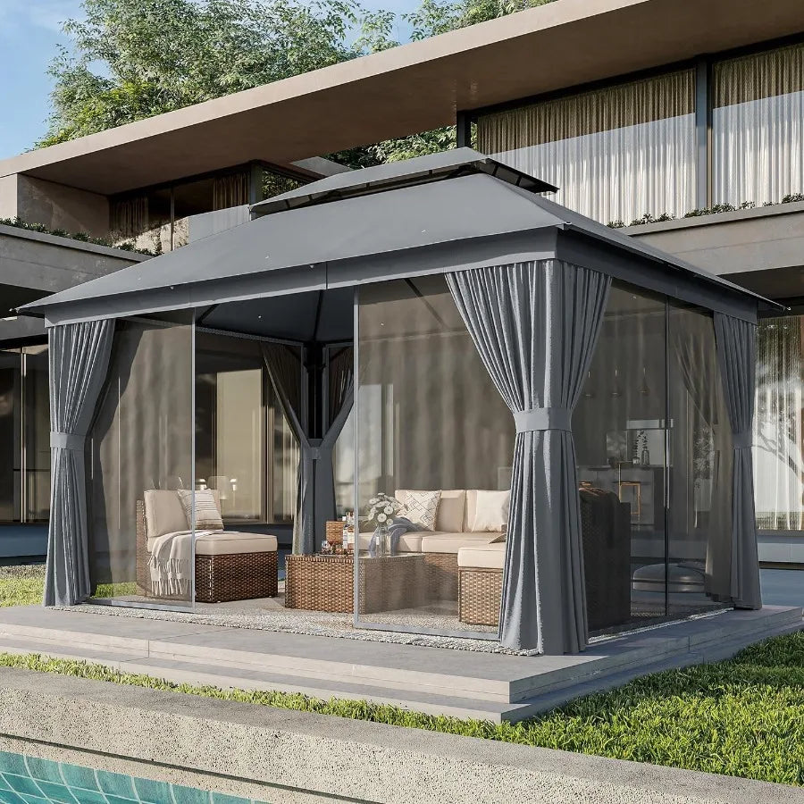 Metal Frame Canopy with Double Roofs