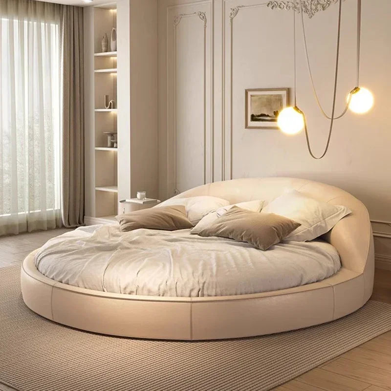 Light Luxury Cream Italian Minimalist Aesthetics Round Bed