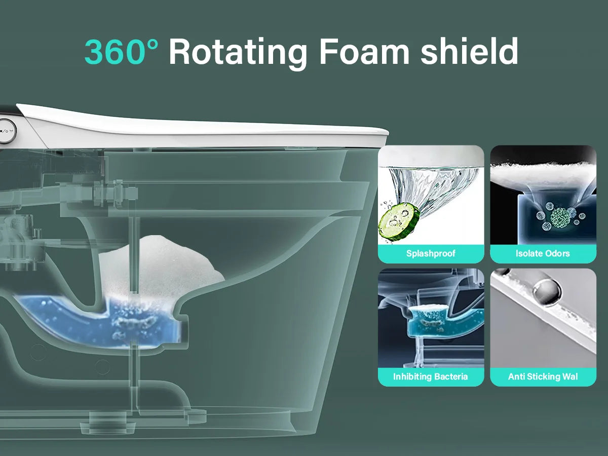 Elongated Smart Toilet with Foam Dispenser