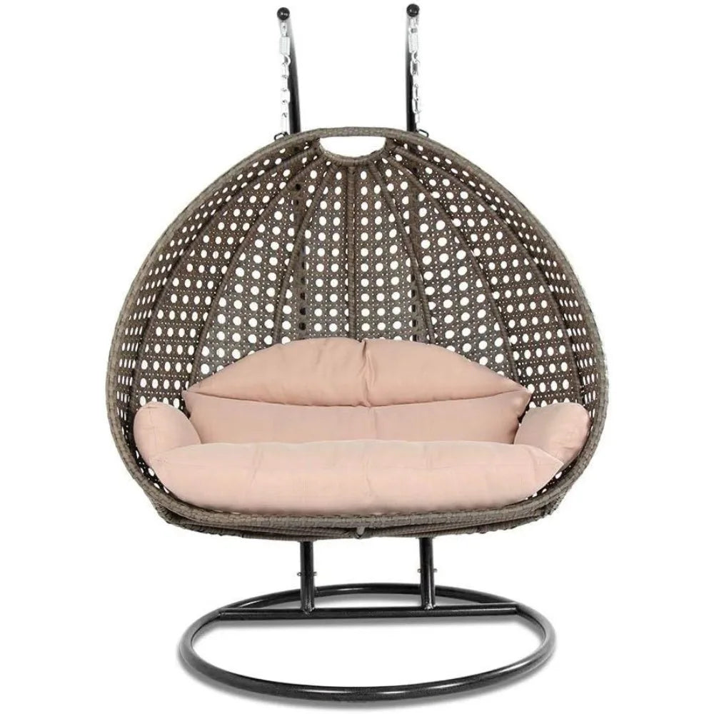 Luxury 2 Person Outdoor Patio Hanging Wicker Swing Chair