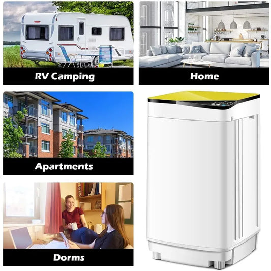 Capacity Compact Laundry Washer with Built-in Barrel Light Drain Pump and Long Hose