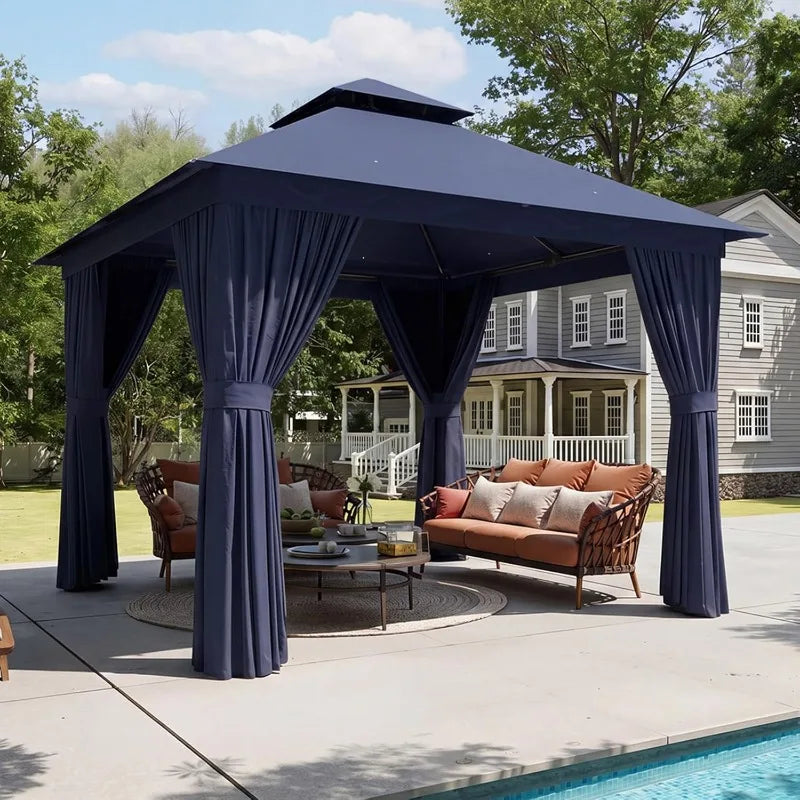Heavy Duty Metal Frame Canopy with Double Roofs
