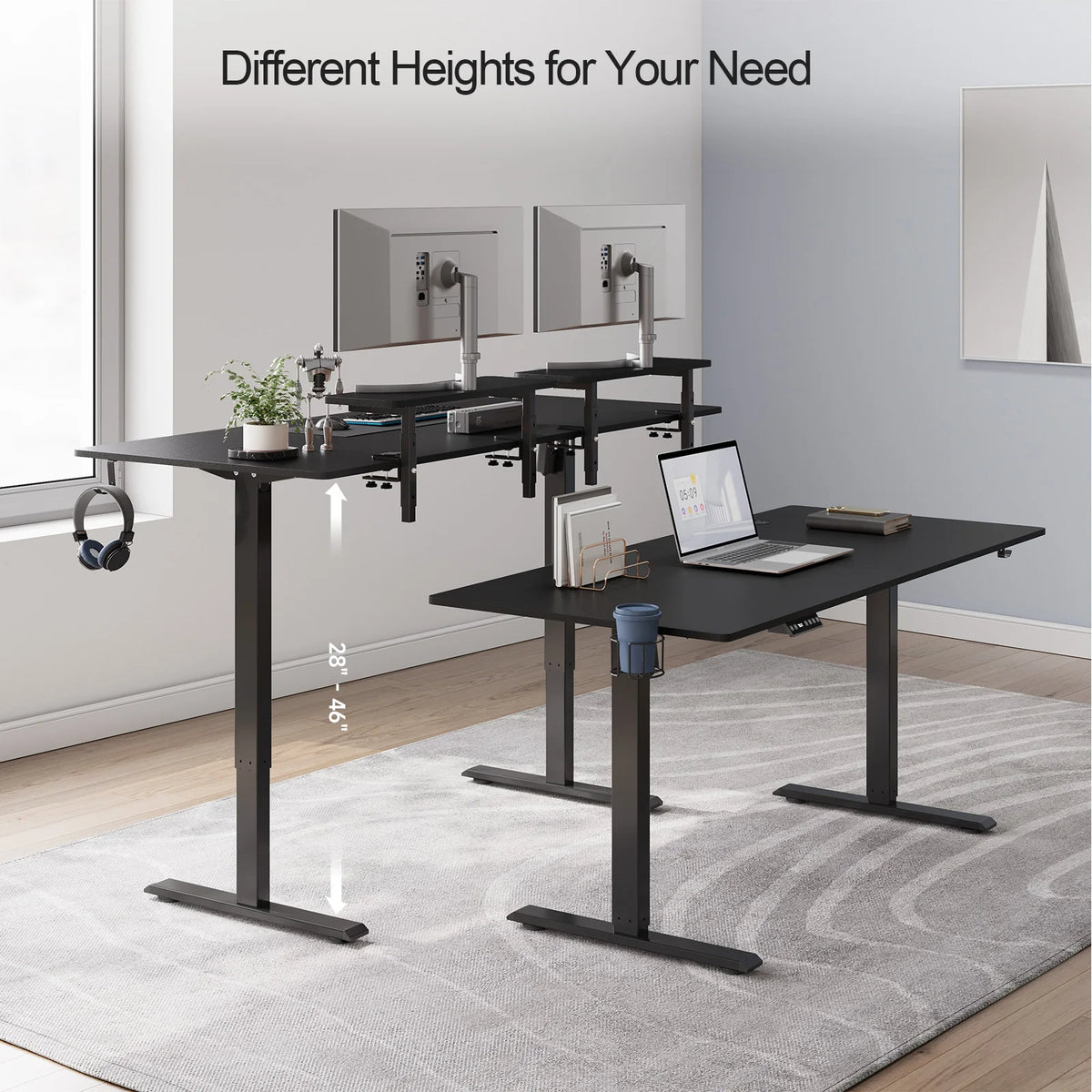 Standing Desk w/2 Adjustable Monitor Shelves