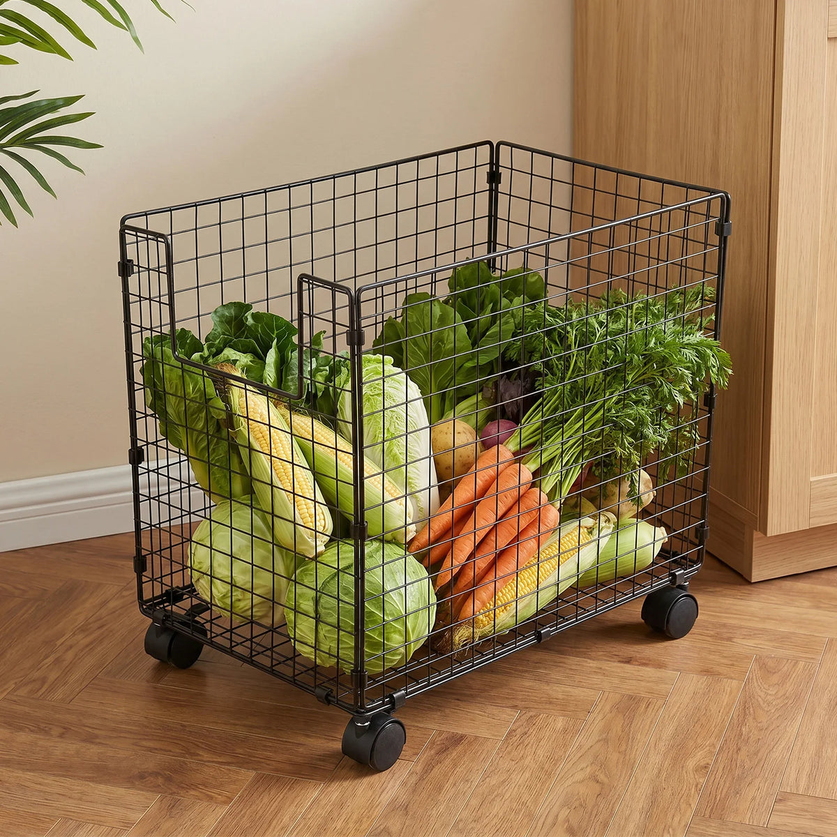 Laundry Basket Hamper with Wire Storage Utility Trolley