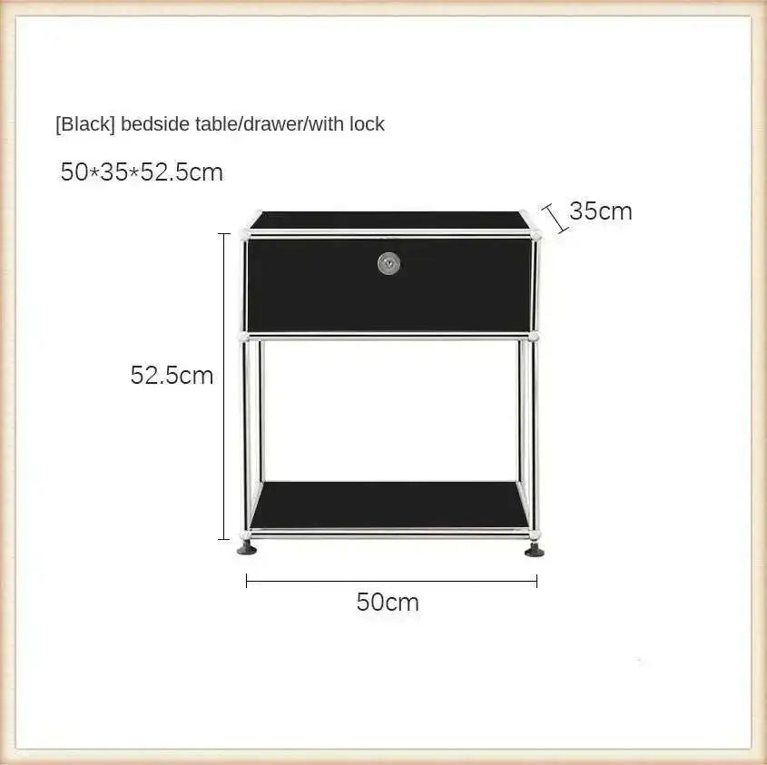 Modern Stainless Steel Medieval Nightstand Storage Nightstand
