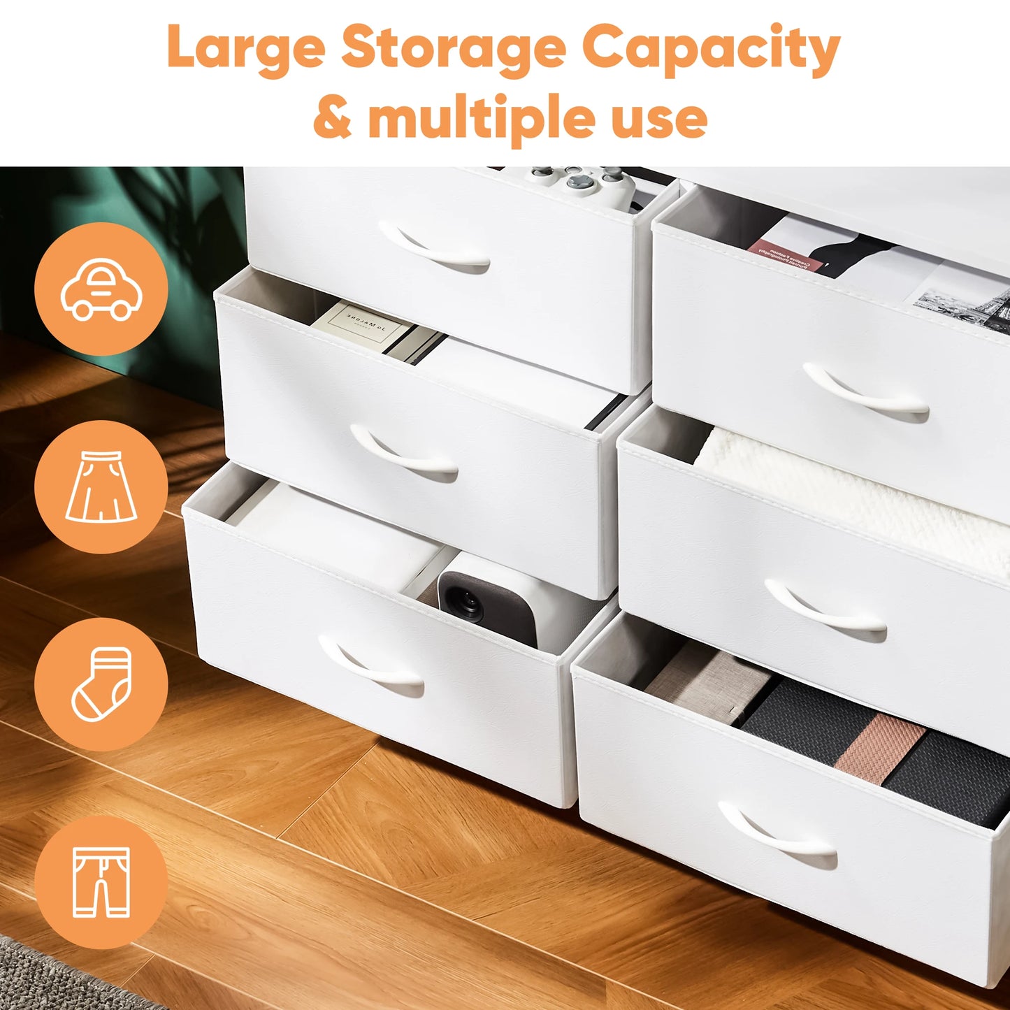 Children's Wardrobe With 8 Fabric Drawers