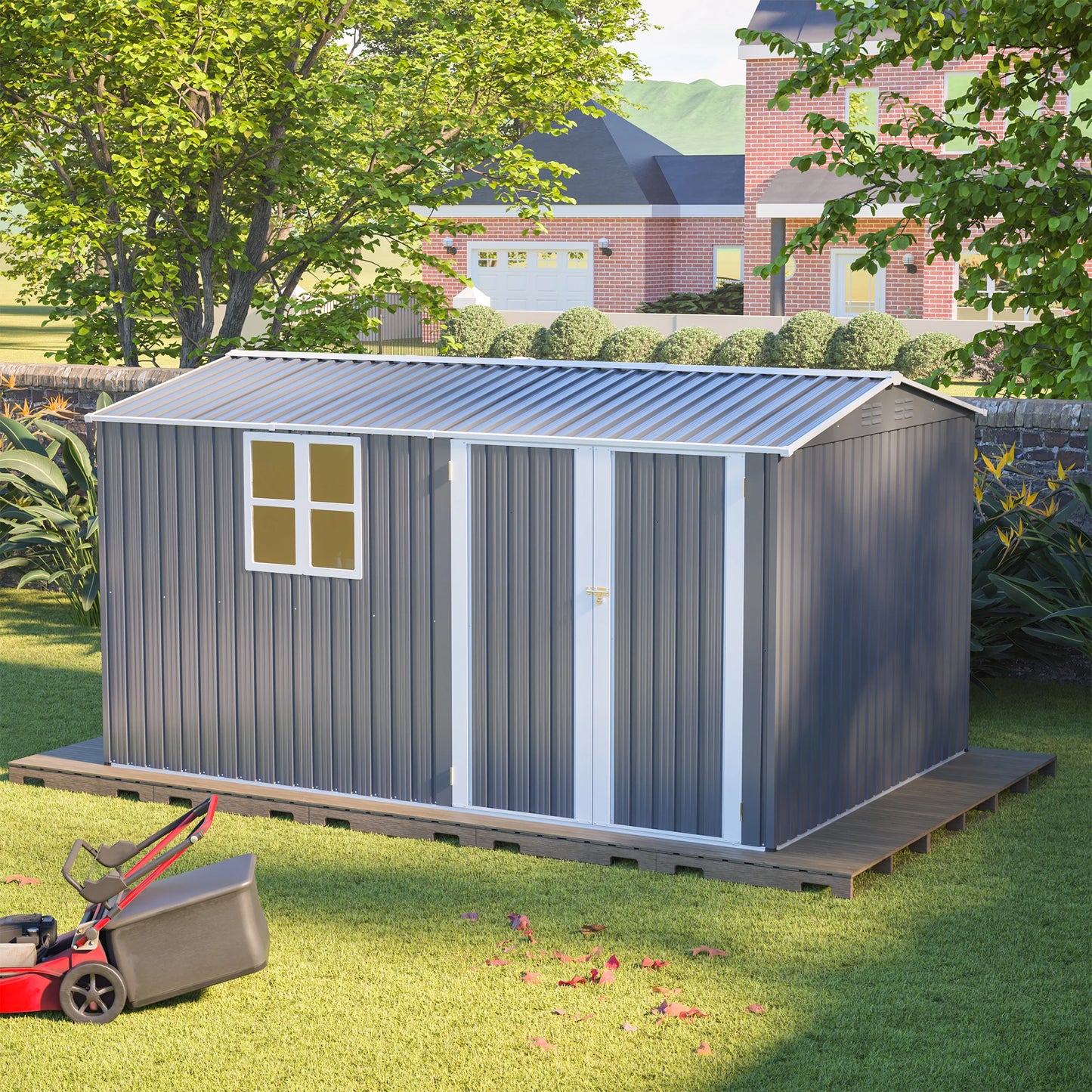 Heavy-Duty Steel Outdoor Storage Shed with Window