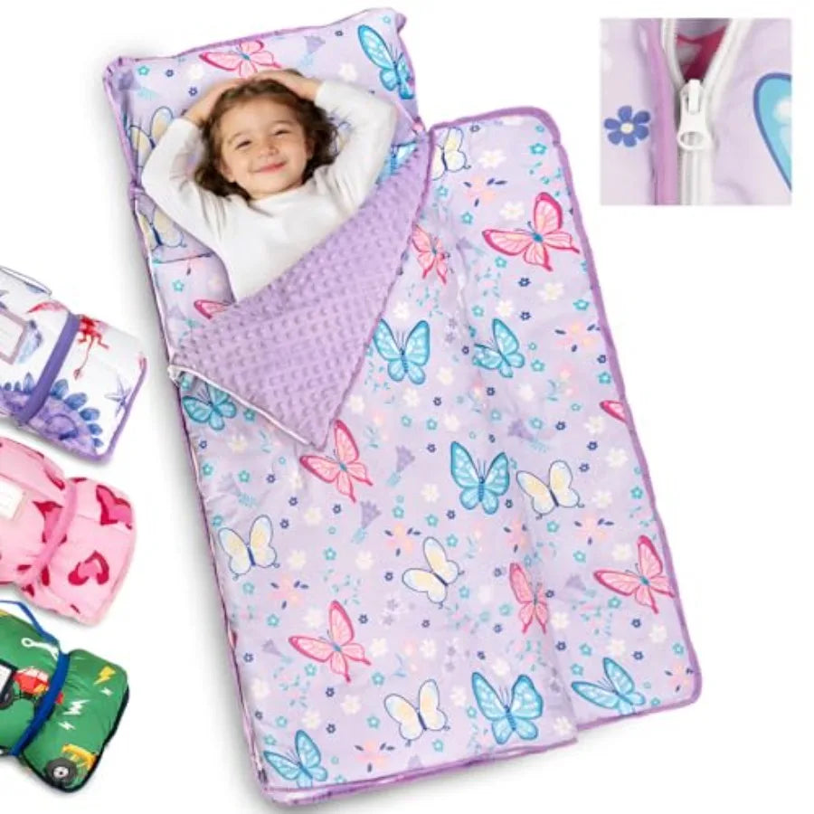 Toddler Nap Mat Extra Large with Detachable Minky Blanket and Pillow