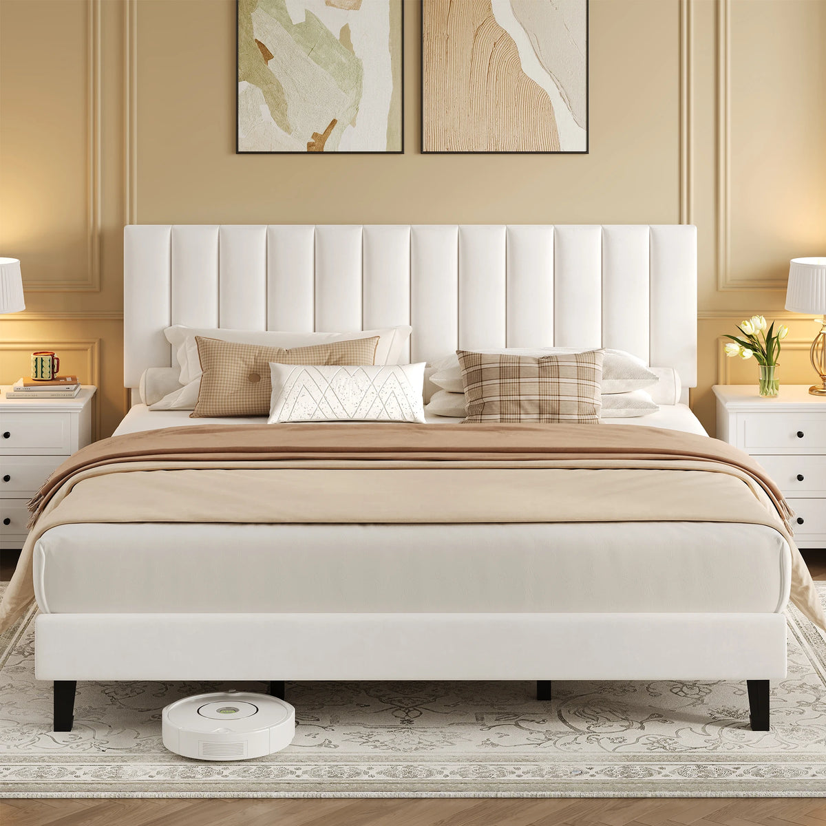 Velvet Upholstered Platform Bed Frame