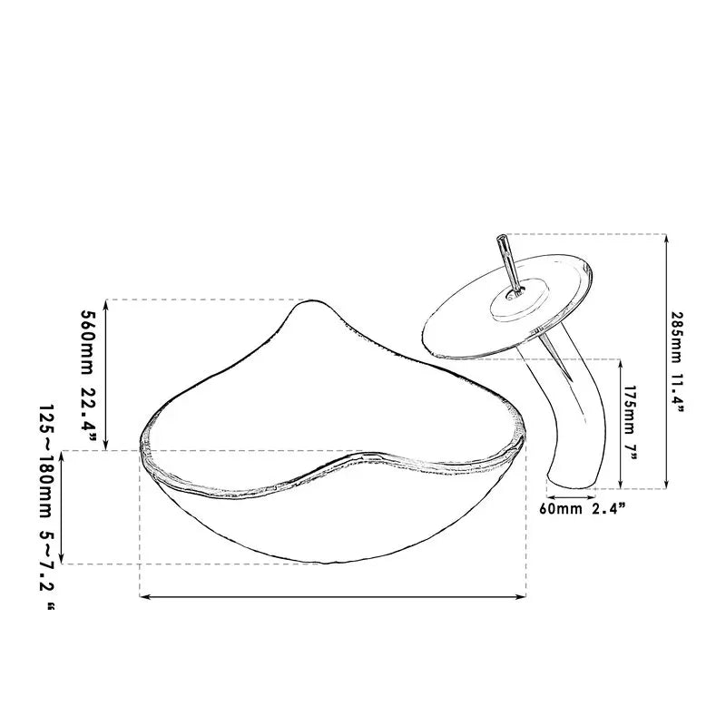 Art Bathroom Basin Faucet Sets Leaf style Tempered Glass Sink