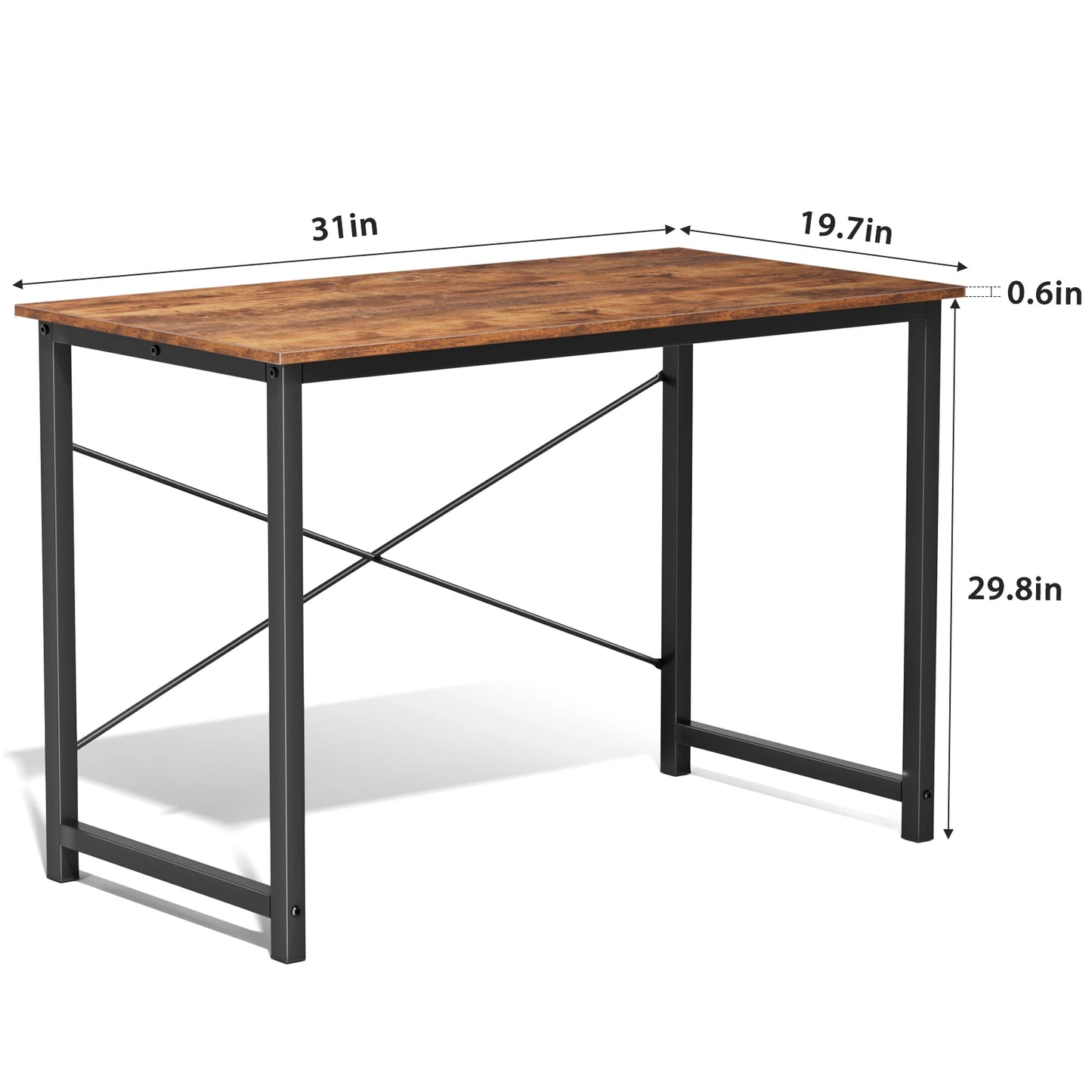Computer Office Desk With Metal Frame Wood Tabletop