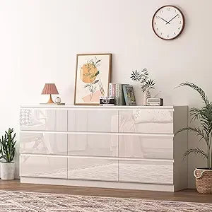 Large Modern High Gloss Dresser with Power Outlets