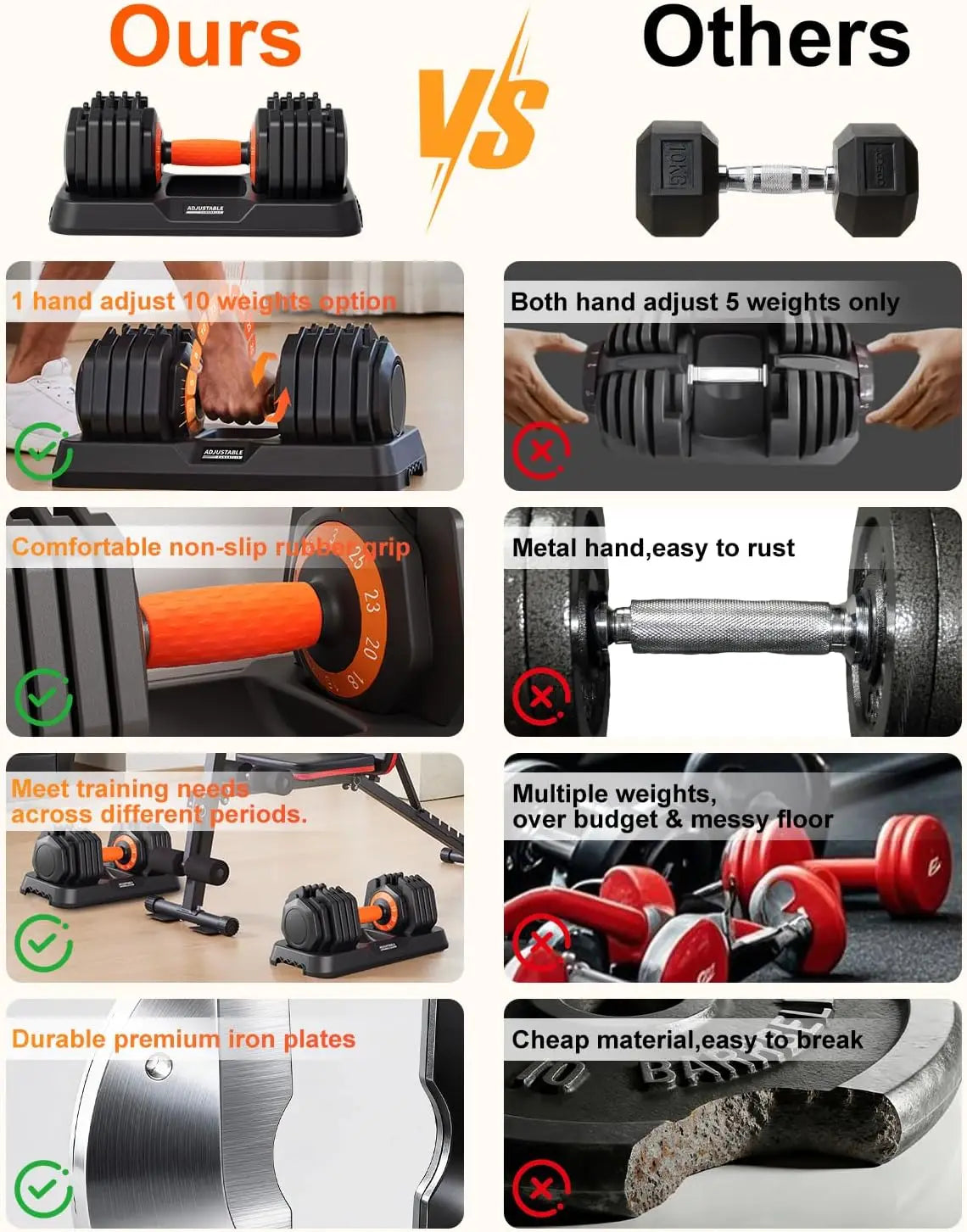 Adjustable Dumbbell Set with Tray
