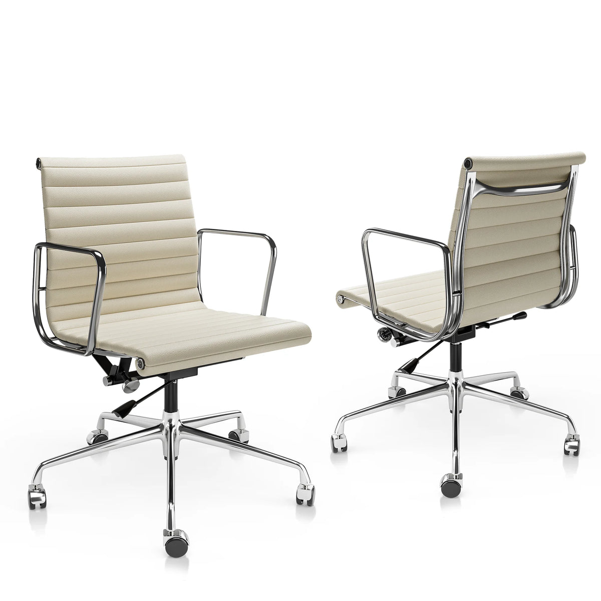 Mid Back Classic Genuine Leather Office Chair