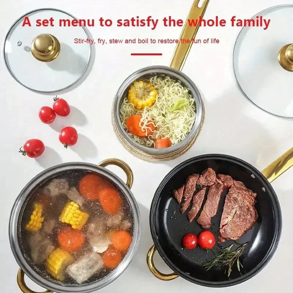 Nonstick Pots And Pans with Glass Cover Cookware Set
