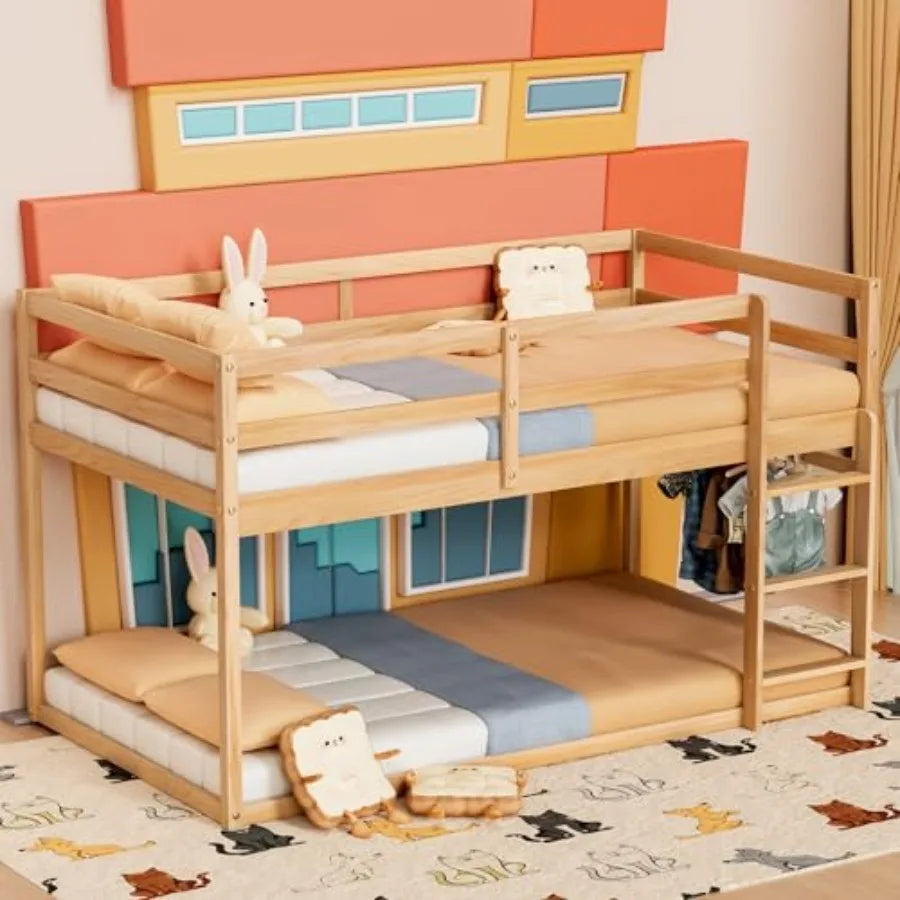 Floor Bunk Bed w/ Ladder with Full Guardrails