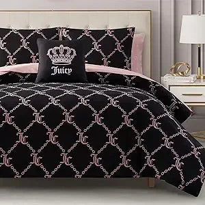 Couture Black Logo Queen Comforter Set - Bedding Ensemble