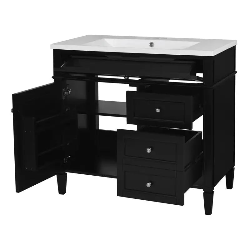 Modern Vanity Sink Storage Cabinet w/ Mirror Top