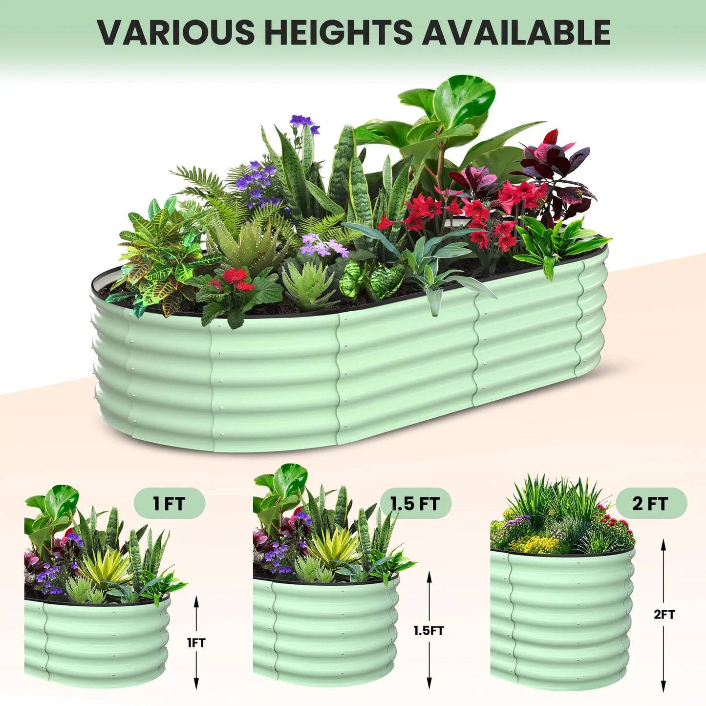 Oval Galvanized Steel Raised Garden Bed