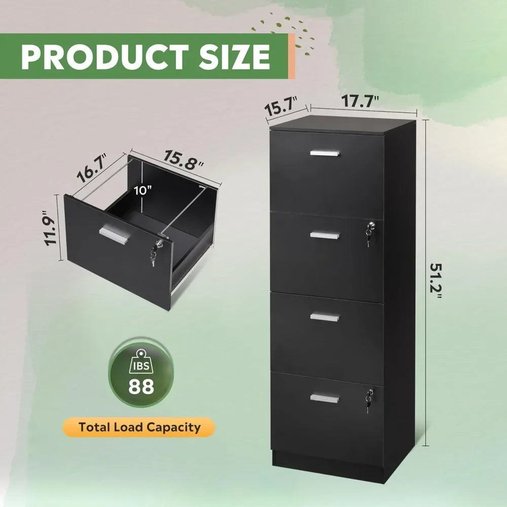 Vertical Filing Cabinet with Lock