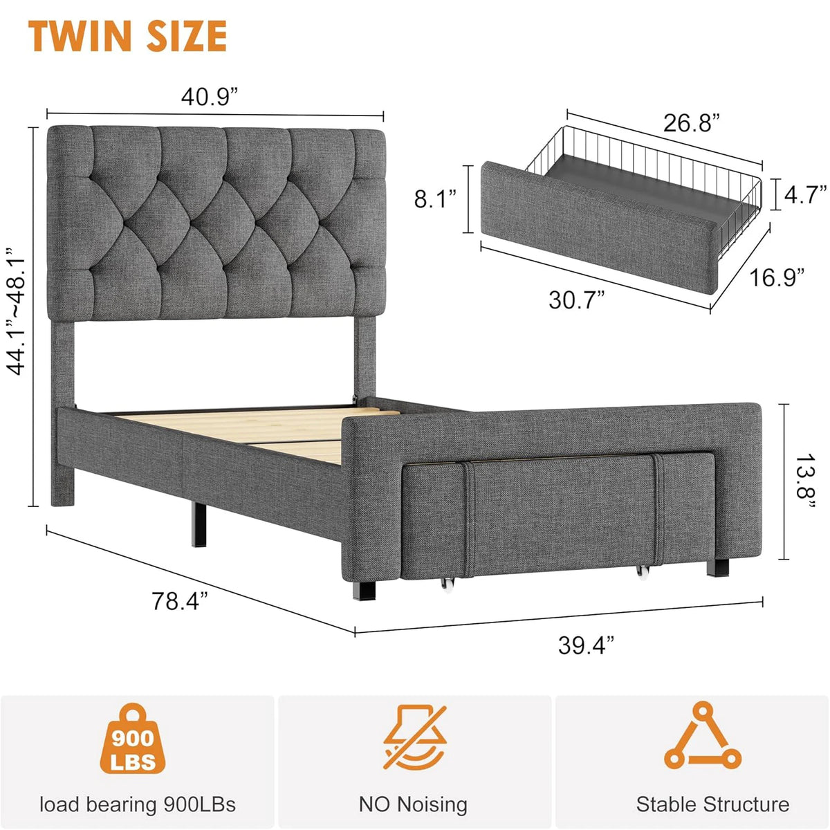 Platform Bed Frame With Storage Drawers,