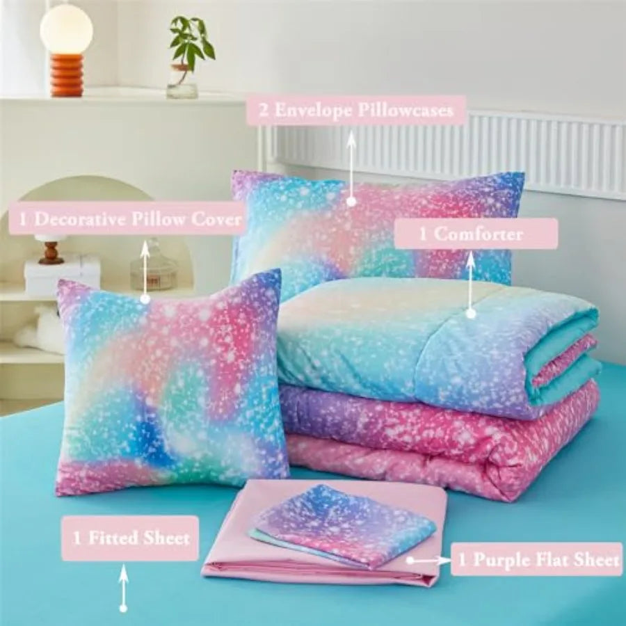 Comforter Set Colorful Rainbow Bed