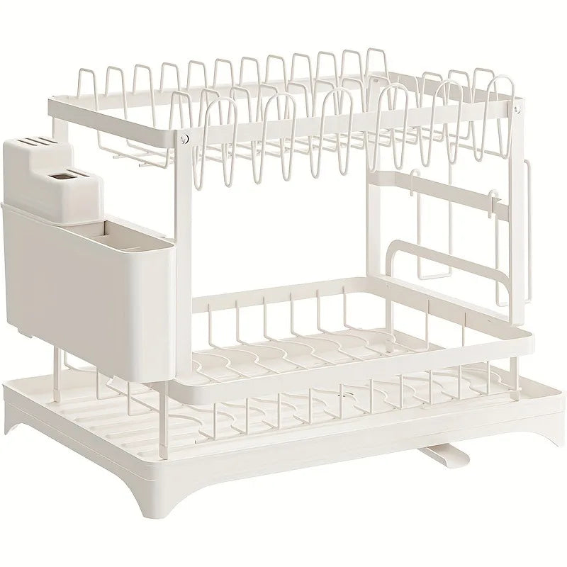 Kitchen Counter Dish Drainer with Drainboard - Space-Saving Storage Organizer