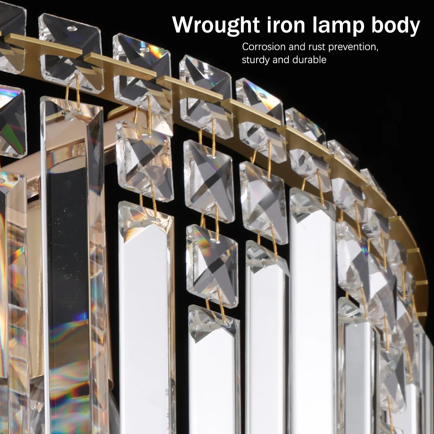 Luxury Gold Crystal Flush Mount Teardrop Crystal Chandelier
