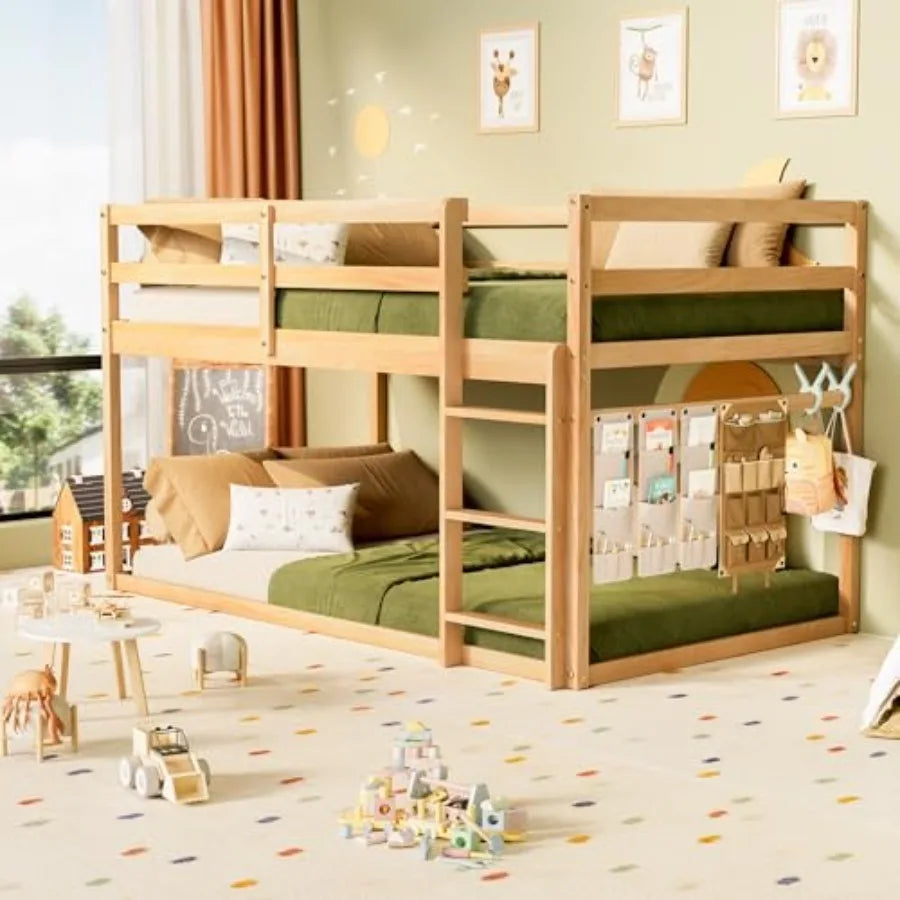 Floor Bunk Bed w/ Ladder with Full Guardrails