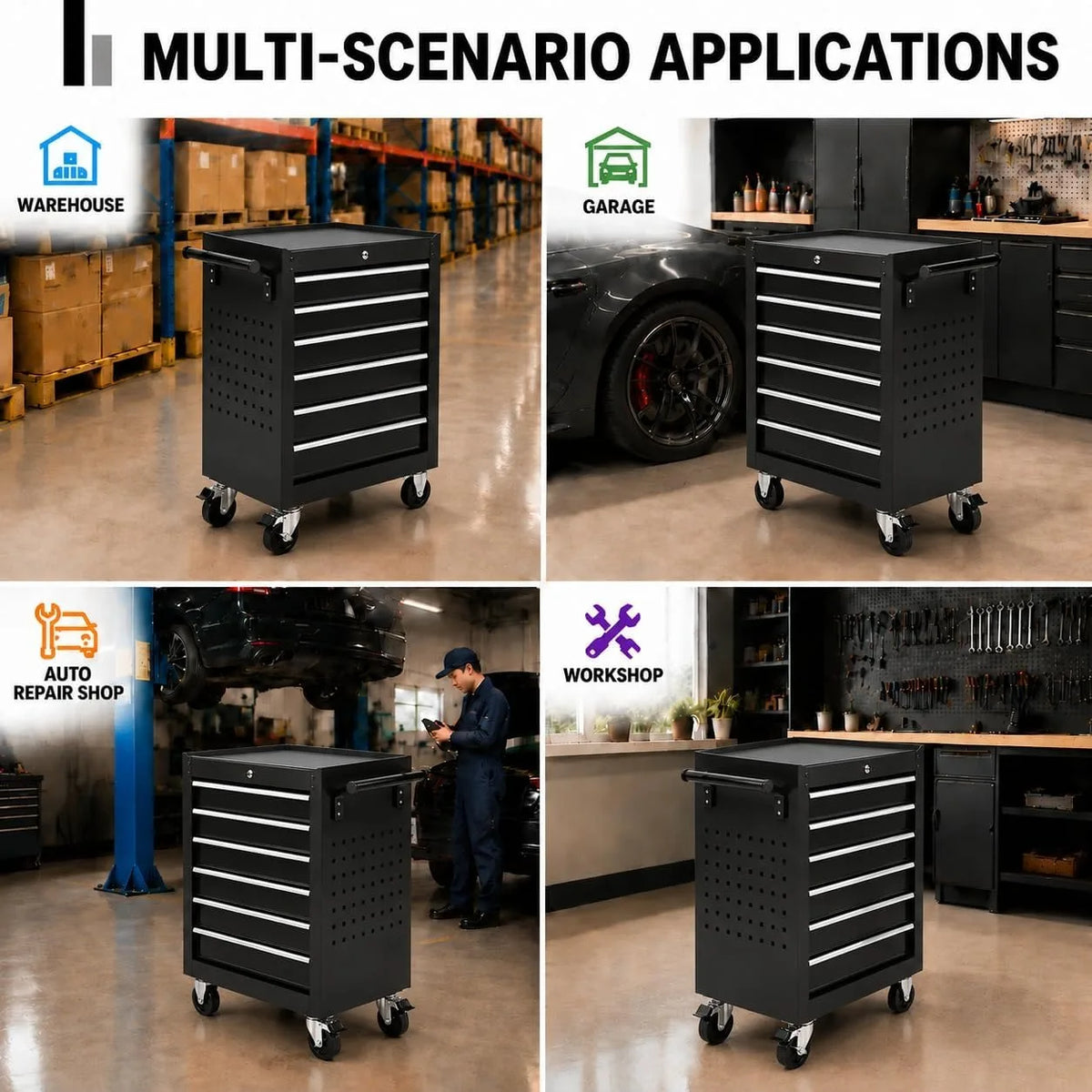 Heavy Duty Rolling Tool Chest with Wheels and Locking System