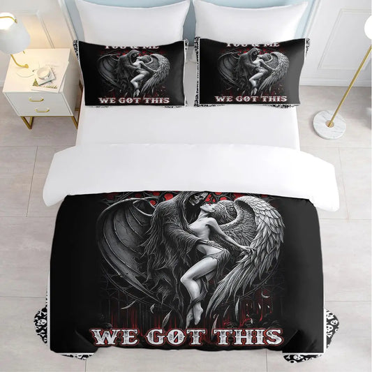 Death and Angel Print Duvet Cover Set