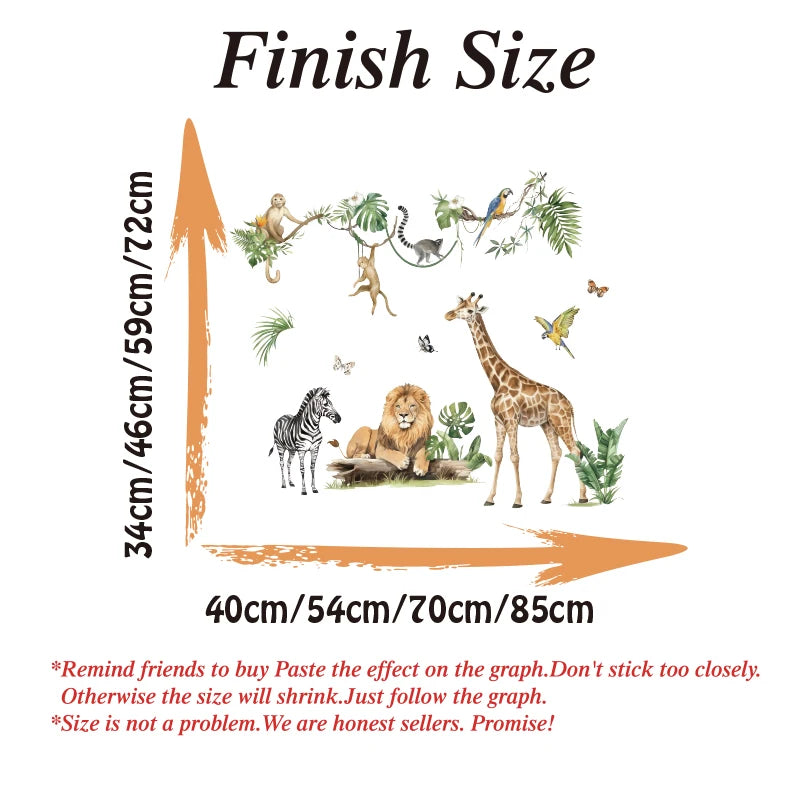 Nursery - Large Jungle Animal Tropical Leaves Wall Stickers Safari
