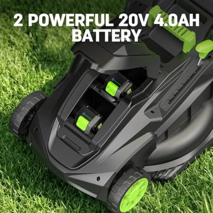 Lawn Mower, Brushless Electric Mower with 3 Batteries
