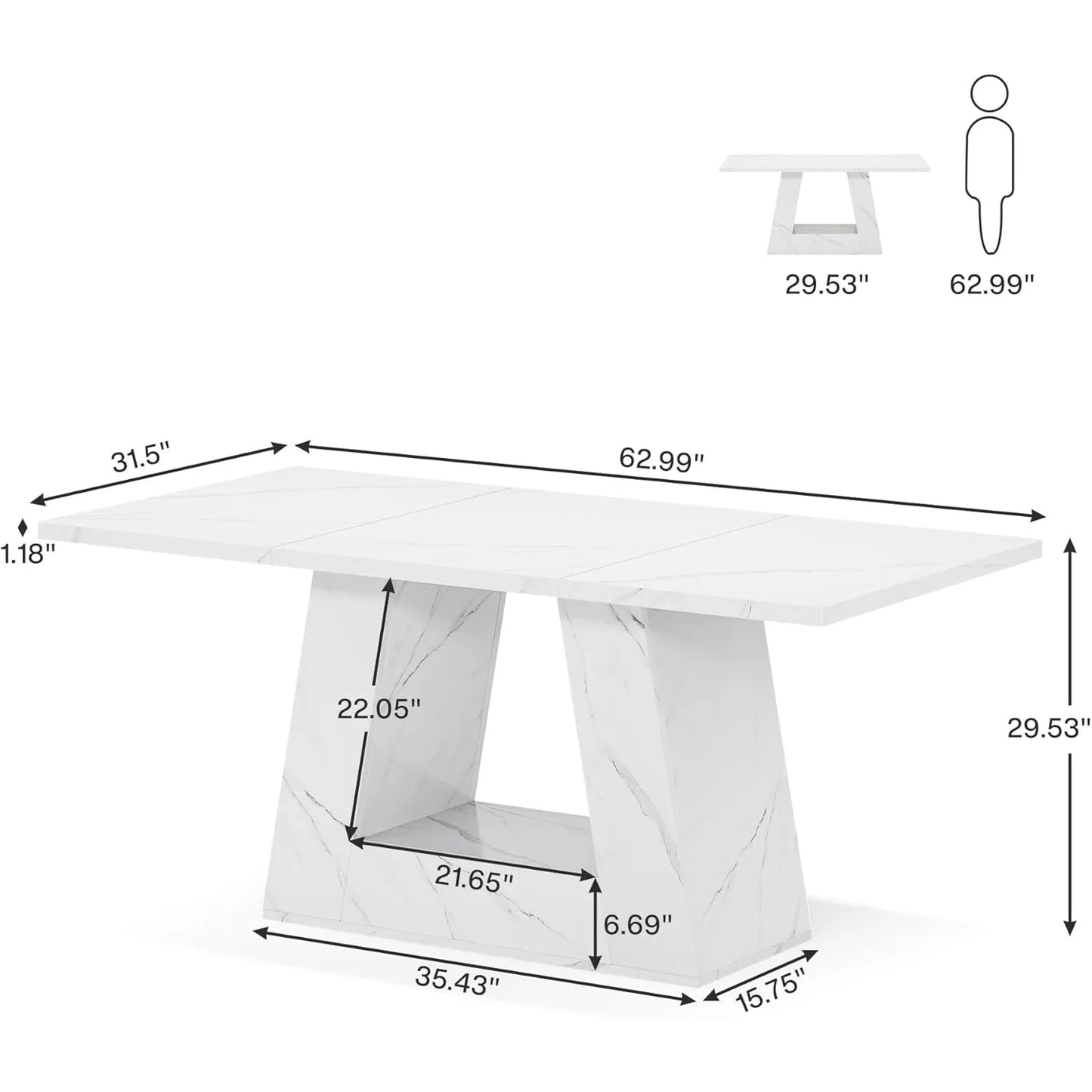 Rectangular Dining Table for 4 to 6 People