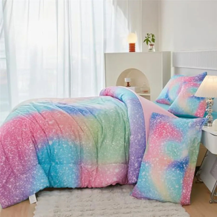 Comforter Set Colorful Rainbow Bed