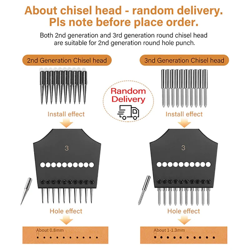 Iron Removable Round Hole Punch Leather Craft Chisel DIY Leather Tools