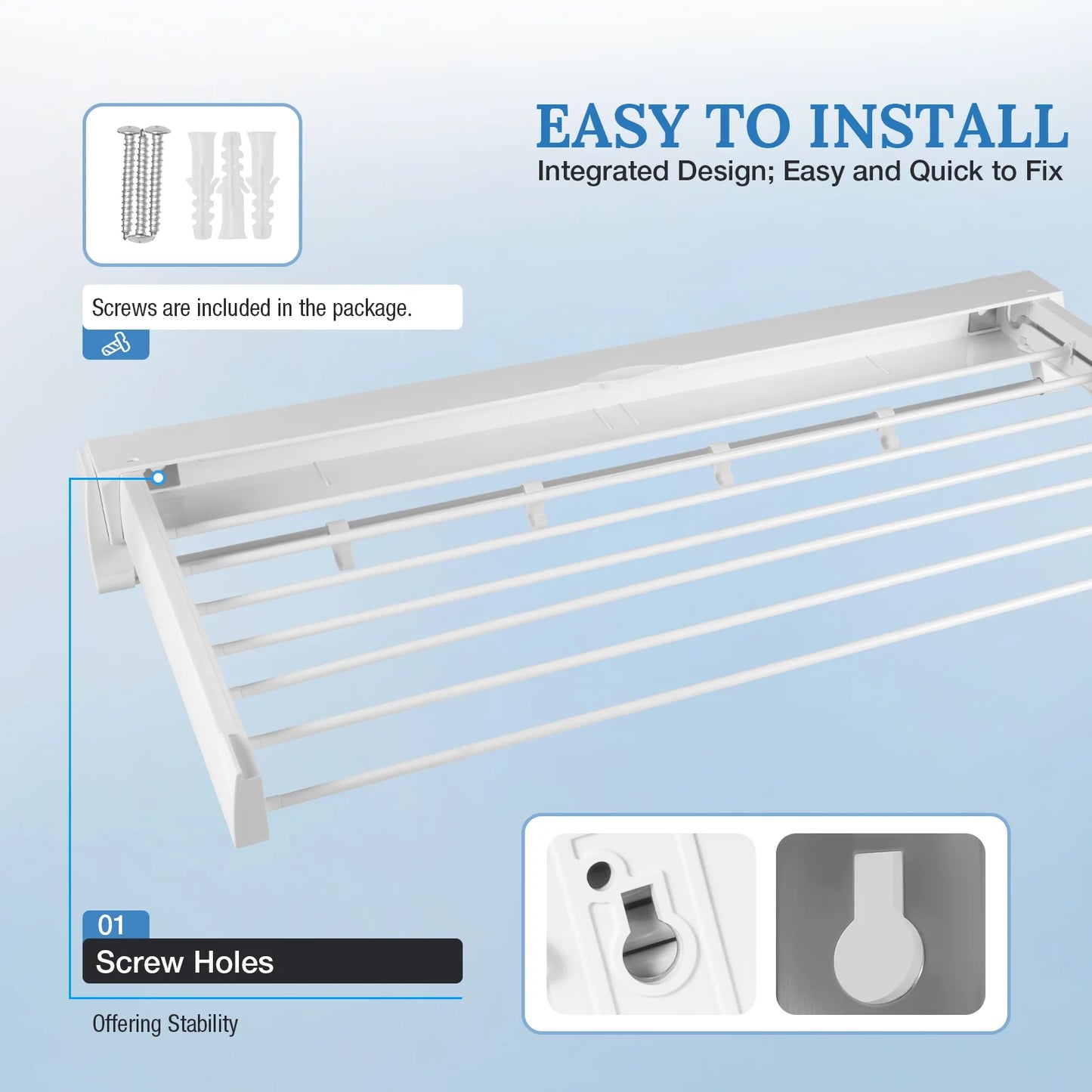 Wall Mount Retractable Clothes Drying Rack