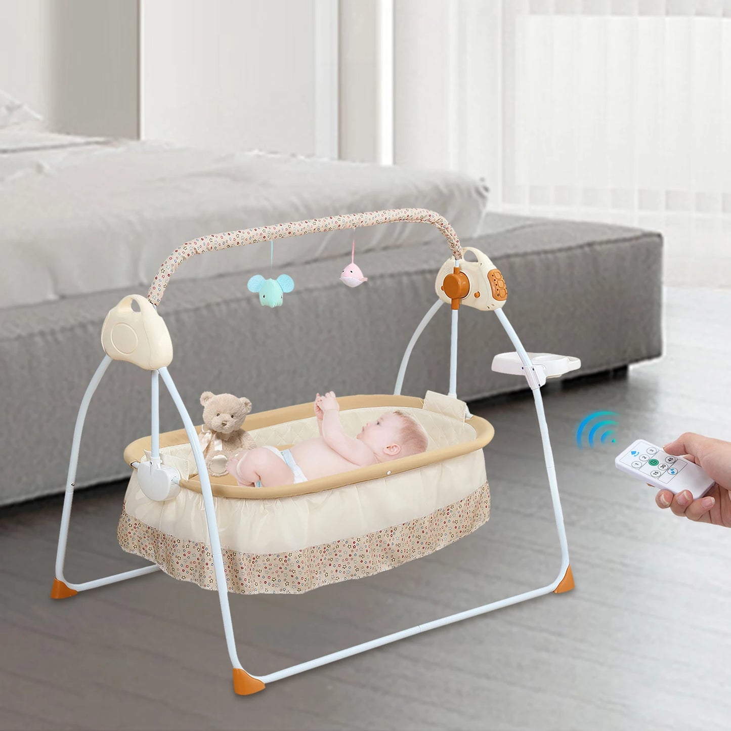 Foldable Electric Baby Cradle w/Rocking Bassinet