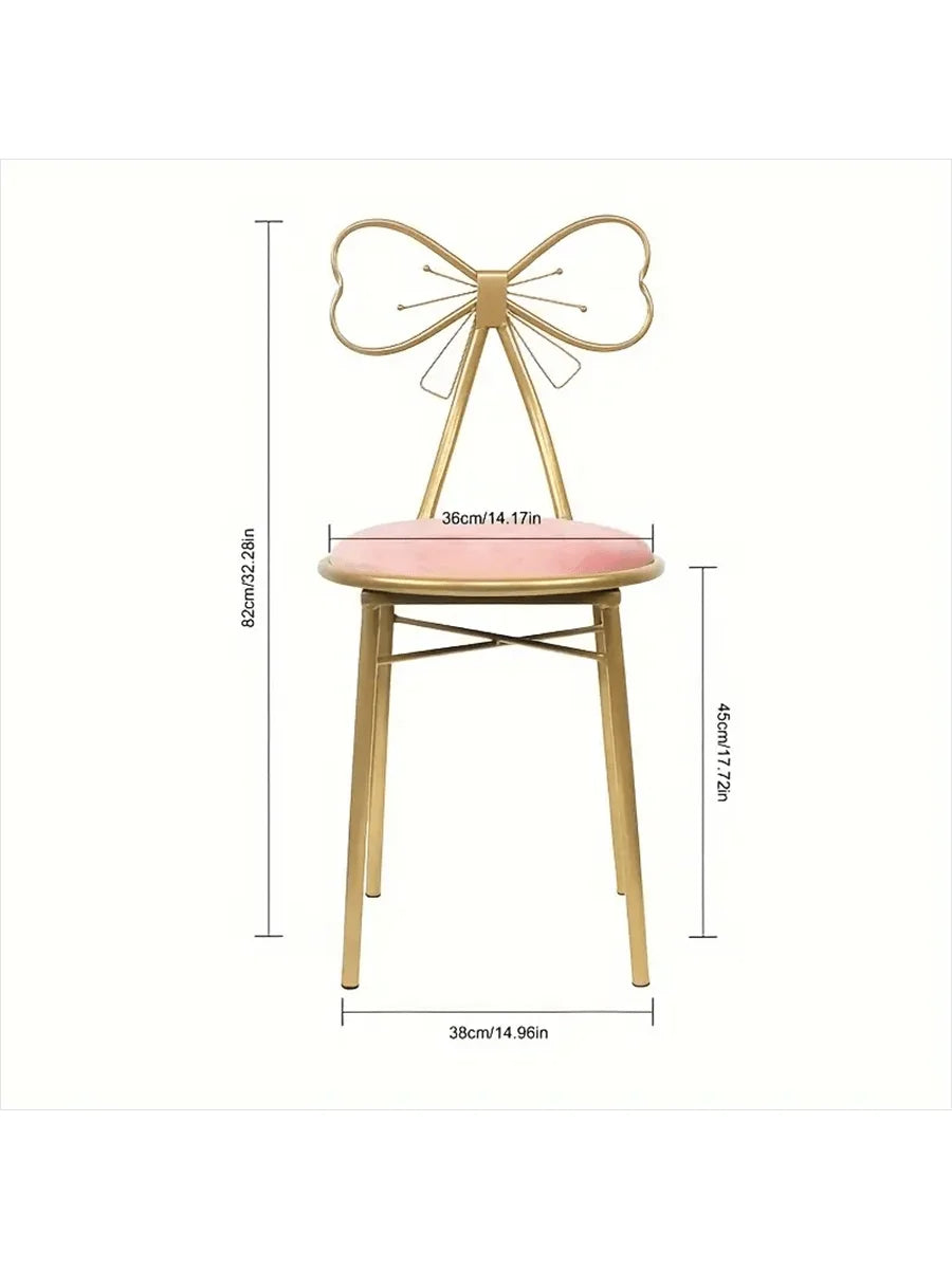 Makeup Vanity Girl Chairs Stool with Bow Knot Backrest