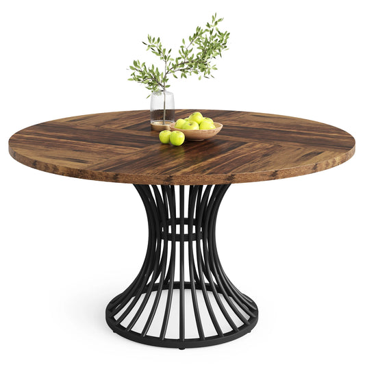 Round Dining Table with Sturdy Metal Base