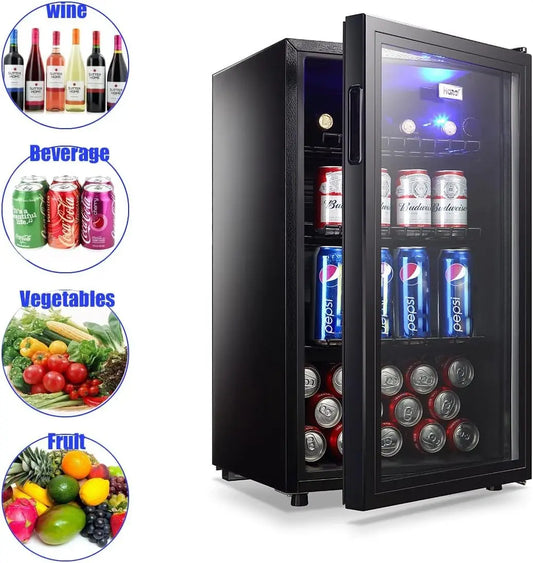Small Beverage Refrigerator with 7 Thermostat LED Lights