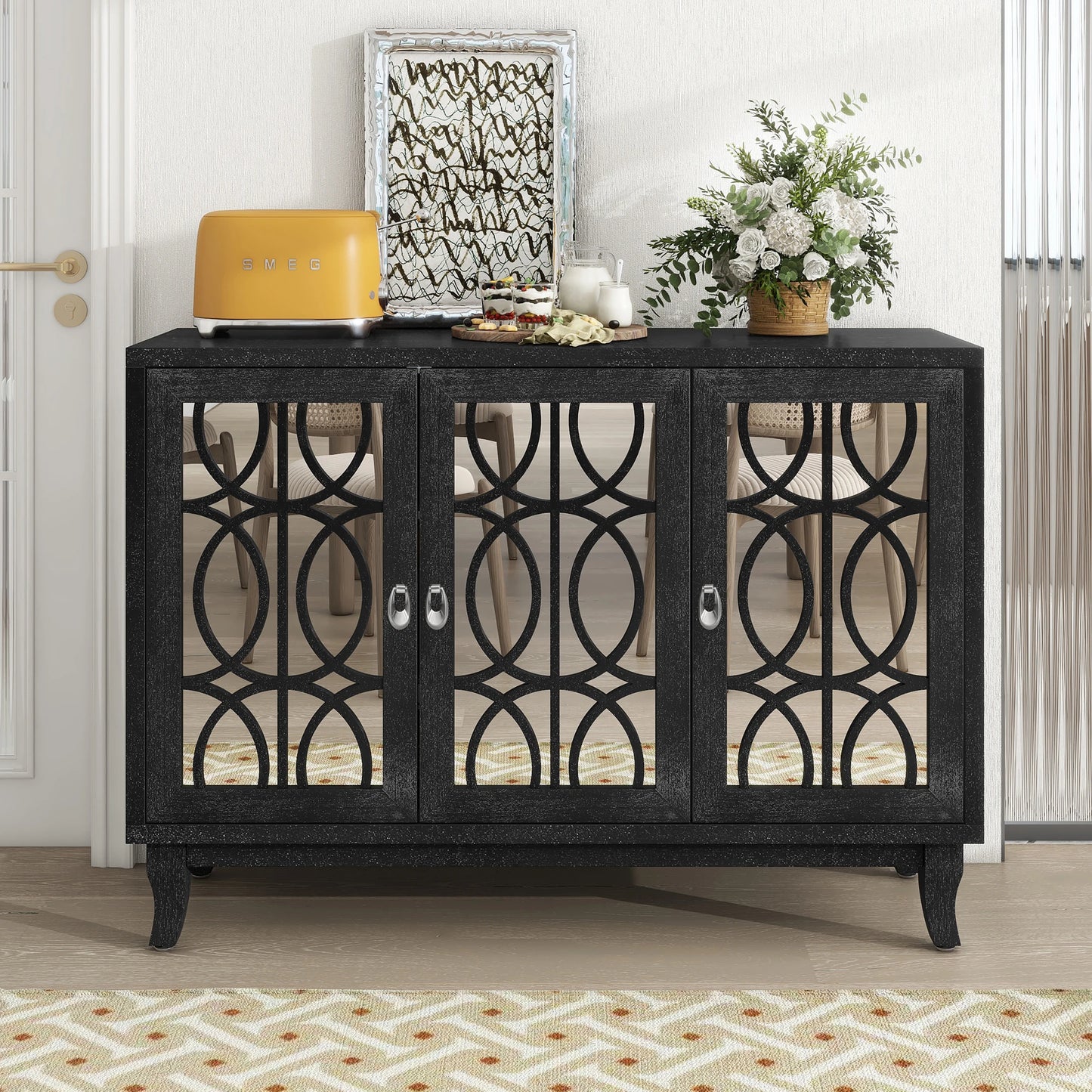 Buffet Cabinet with Silver Handle