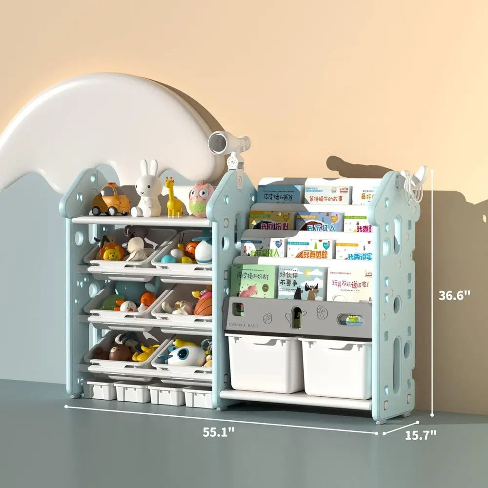 Bookshelf and Storage Cabinet with Bins