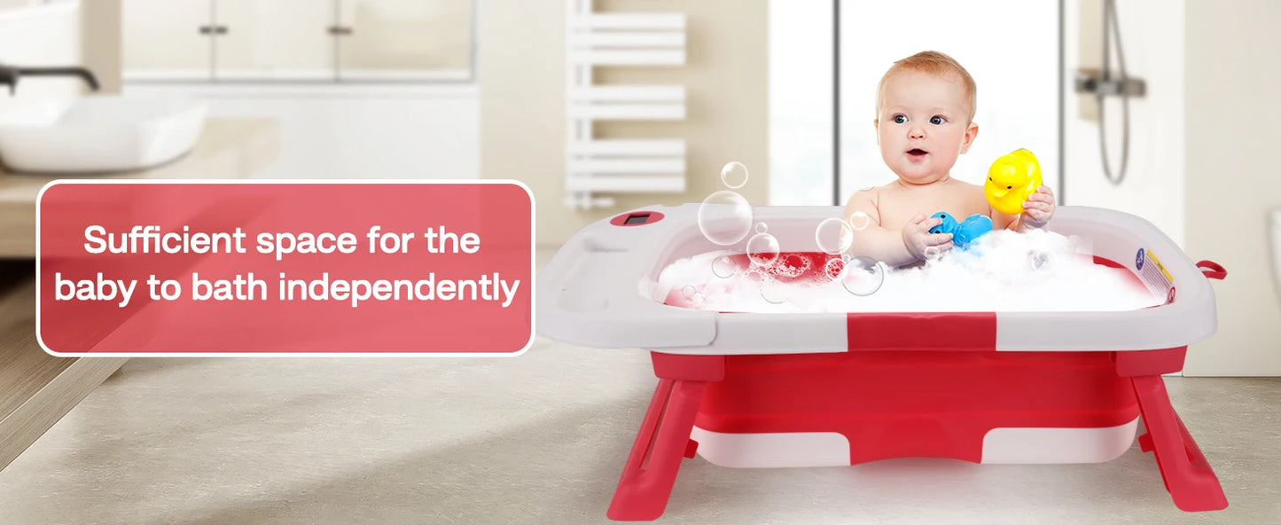 Baby Bath Tub with Soft Cushion & Thermometer