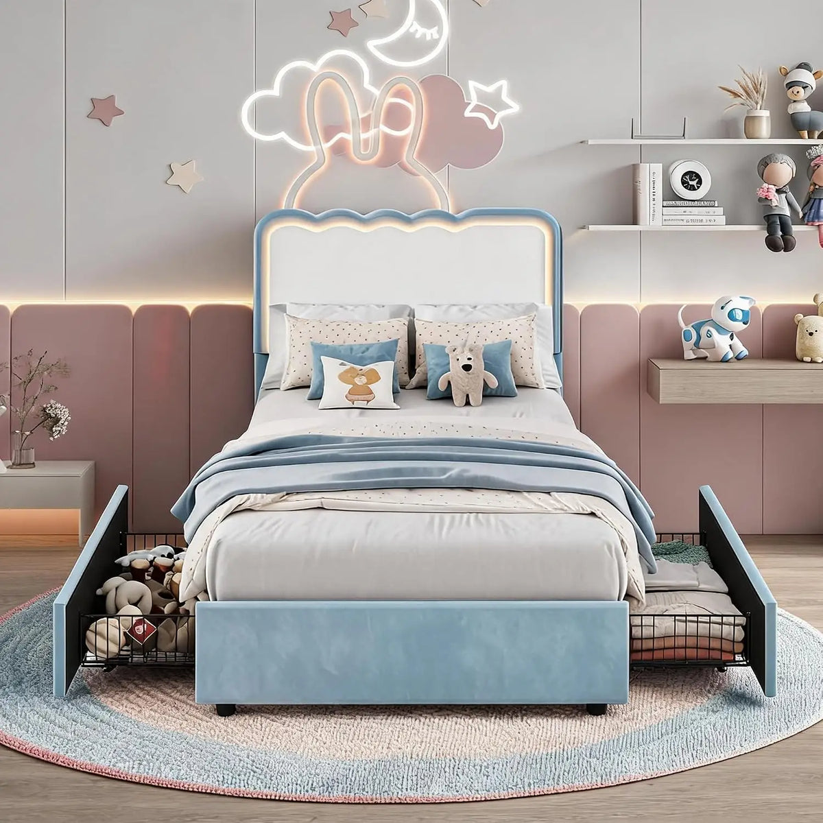 Upholstered LED Bed Frame