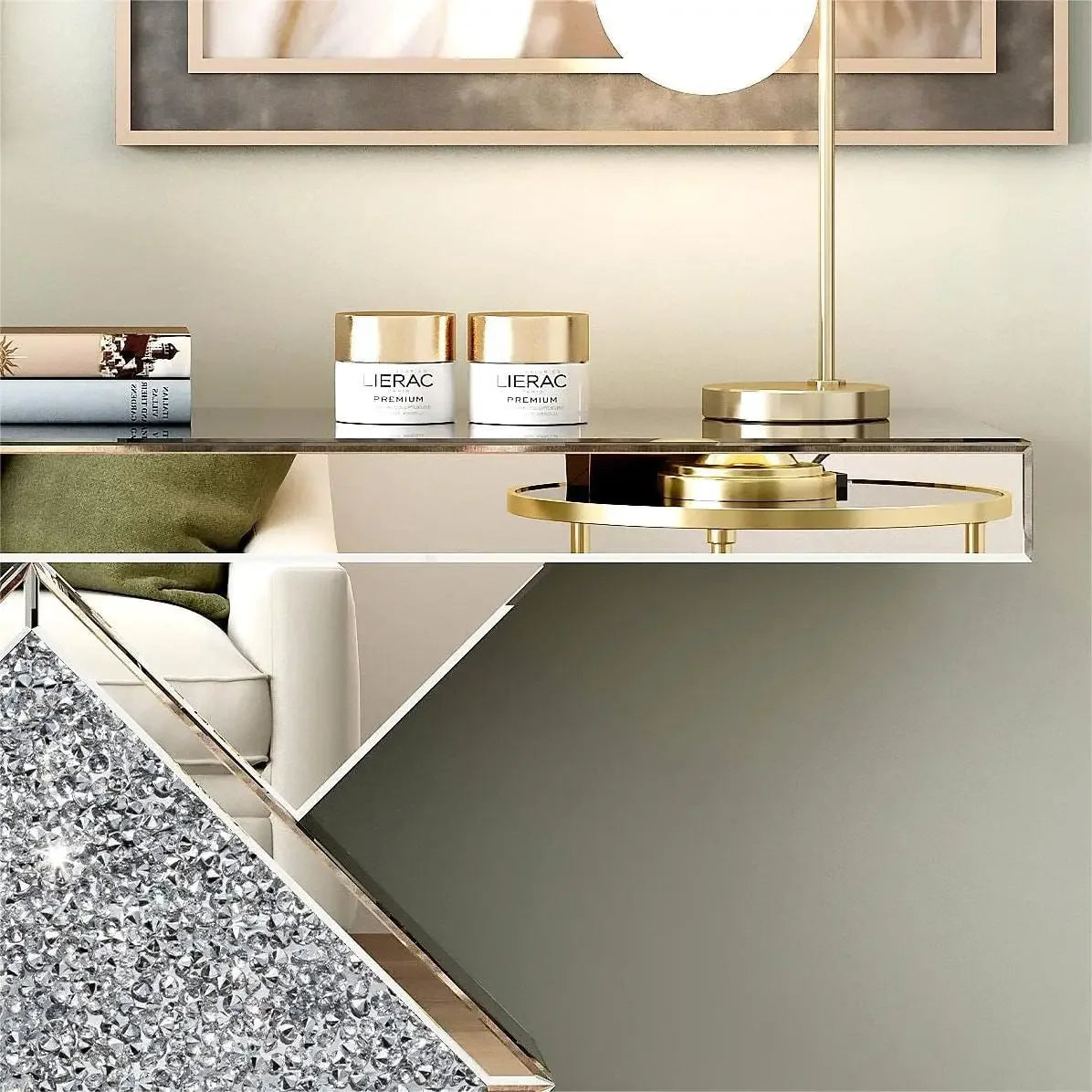 Console Table Mirrored with Diamond Shaped