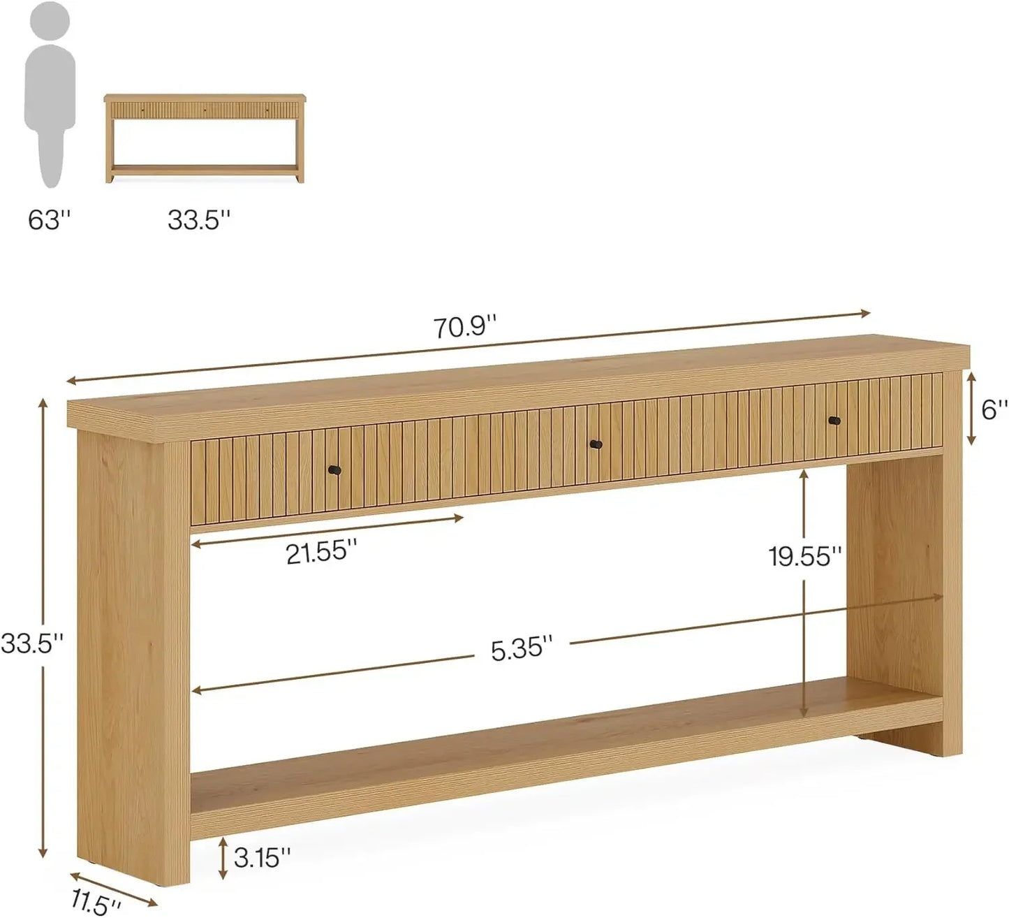 Wood Console Table with Drawers