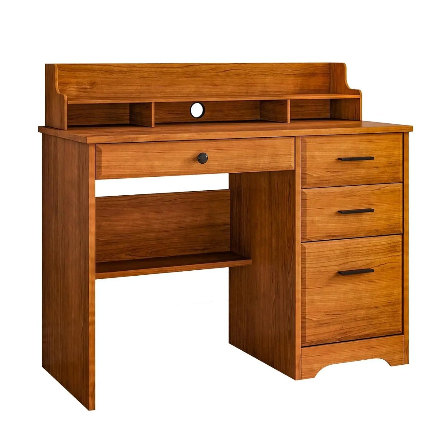Computer Desk with File Cabinet & Monitor Stand